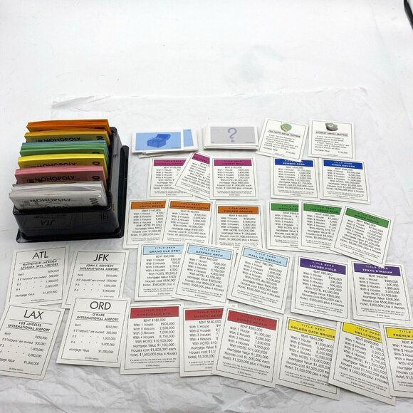 Monopoly Here and Now 2006 US Ed Game Parts 28 Deeds Money w Holder Chance Card - Picture 1 of 7